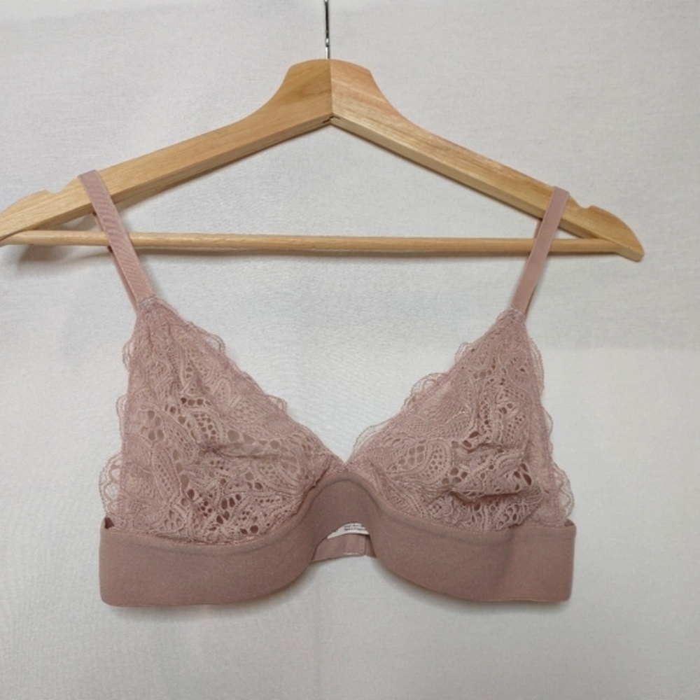 Lively The Long-Lined Lace Bralette Pink Mauve Large L 36 38 A B C D DD